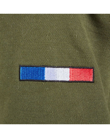 T-shirt French Army Kaki - A.R.E.S : Style militaire en polycoton, broderie "FRENCH ARMY", drapeau français, poche zippée.