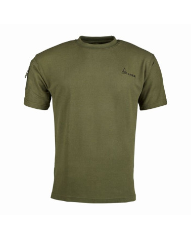 T-shirt French Army Kaki - A.R.E.S : Style militaire en polycoton, broderie "FRENCH ARMY", drapeau français, poche zippée.