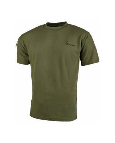 T-shirt French Army Kaki - A.R.E.S : Style militaire en polycoton, broderie "FRENCH ARMY", drapeau français, poche zippée.