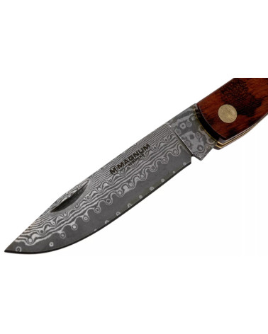 Couteau de poche MAGNUM SNAKE RANGEBUSTER DAMASCUS avec lame en acier Damas et manche métallique élégant.