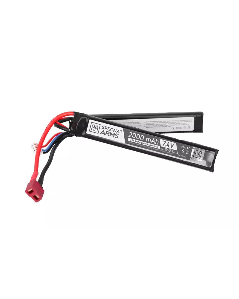 Batterie LiPo 7.4V 2000mAh 2 sticks DEAN de Specna Arms pour réplique airsoft