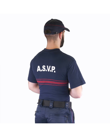 T-shirt A.S.V.P Le Protecteur avec marquage blanc et bandes bleues réglementaires