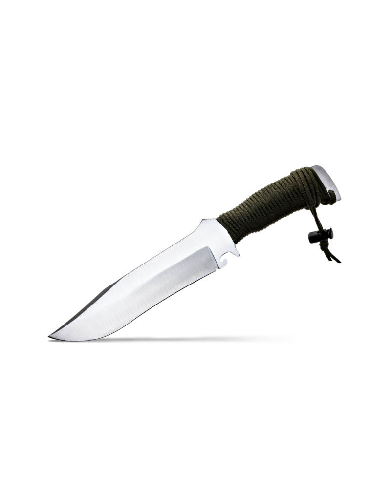 Couteau TX Bowie Wildsteer avec lame brossée et manche tactique kaki