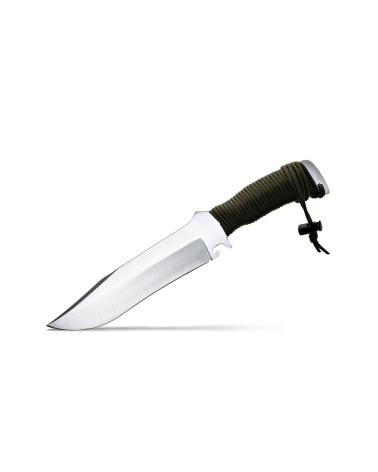 Couteau TX Bowie Wildsteer avec lame brossée et manche tactique kaki
