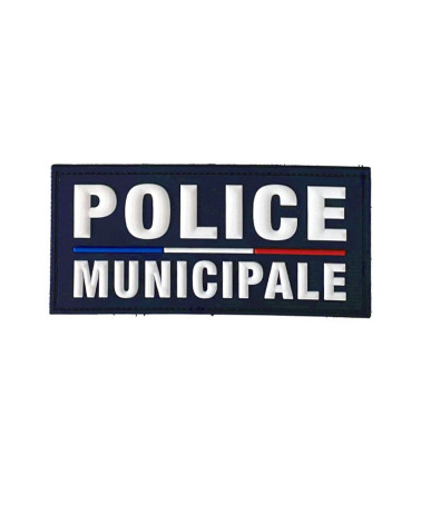 Flap Police Municipale bleu marine 130x60 mm avec inscription blanche