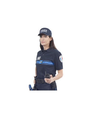 Polo bleu manches courtes Police Municipale 50/50 Equipol avec marquage "POLICE MUNICIPALE"