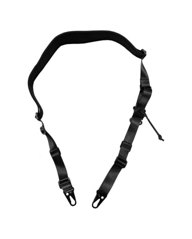 Sangle tactique 2 points Amomax noire avec crochets HK en métal