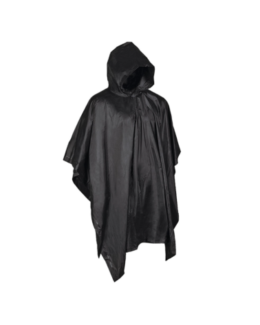 Poncho Mil-Tec Ripstop noir imperméable 210x150 cm pour pluie ou bivouac