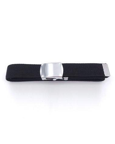 Ceinture noire Opex en toile coton avec boucle chromée, élégante et ajustable
