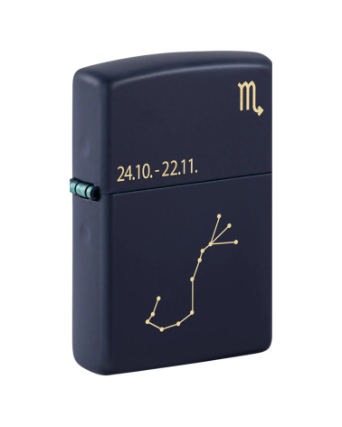 Zippo Zodiac Scorpio – Briquet Scorpion en chrome brossé avec constellation et symbole astrologique
