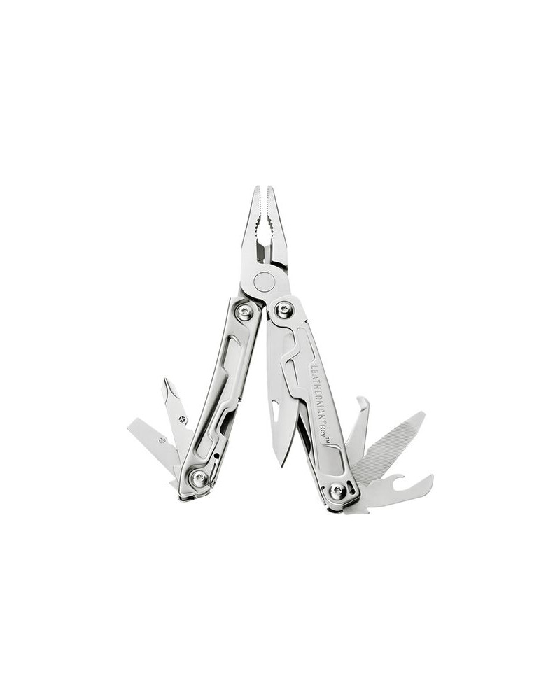 Pince multifonction Leatherman REV Stainless – 14 outils essentiels en acier inoxydable, légère et ultra-pratique au quotidien.