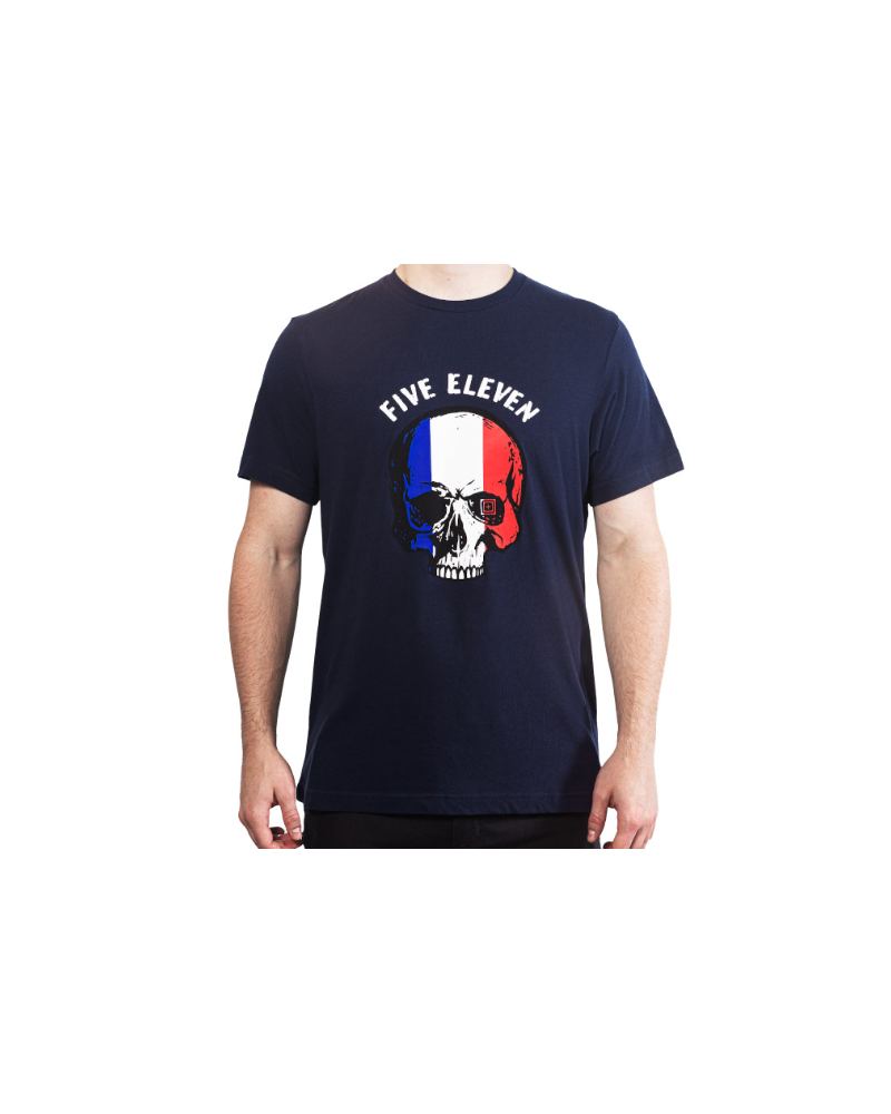 T-Shirt Patriotic Skull France Bleu - 5.11 Tactical, un style unique qui combine confort, robustesse et fierté patriotique.